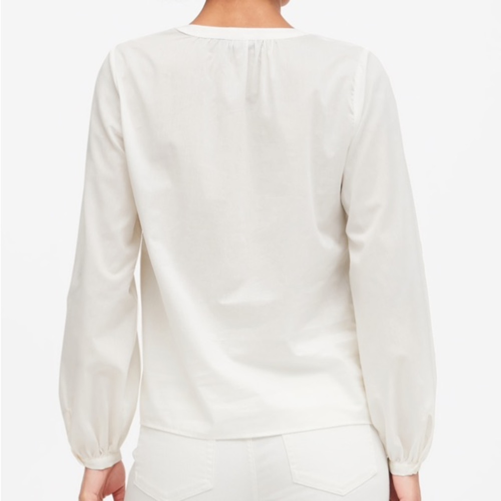 NWT Banana Republic Petite Cotton Balloon-Sleeve Top - Picture 2 of 9